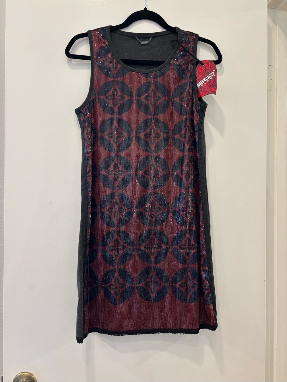 NWT Custo Barcelona Sleeveless Mini Tank Dress Sequin Geometric Print Y2K 90s